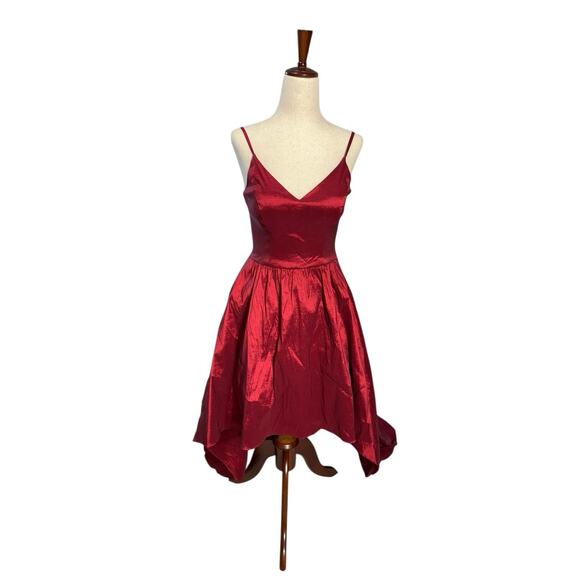 Red High Low Formal Dress 7/8 Bubble Hem Tulle Party Prom Cocktail Holiday Y2K - Picture 2 of 9